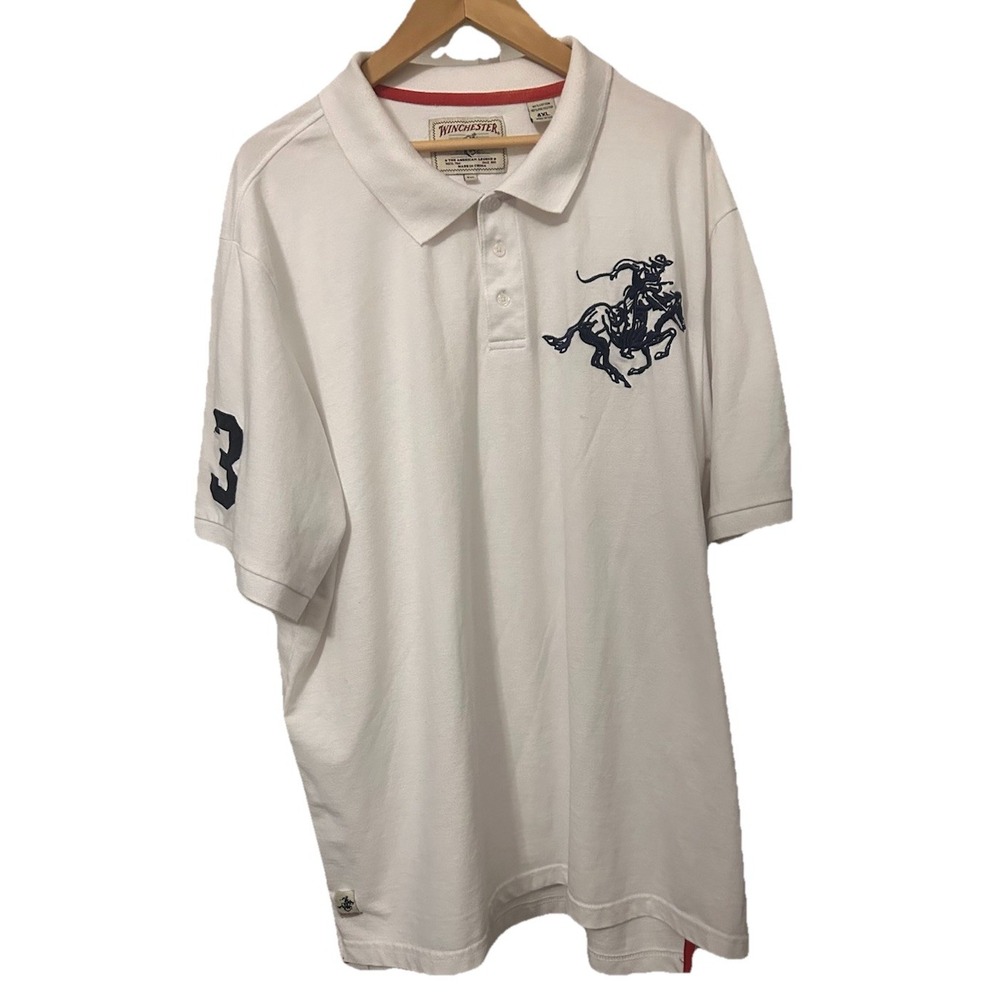 Winchester Western Men's White Size 4XL American Legend Embroidered Polo Shirt